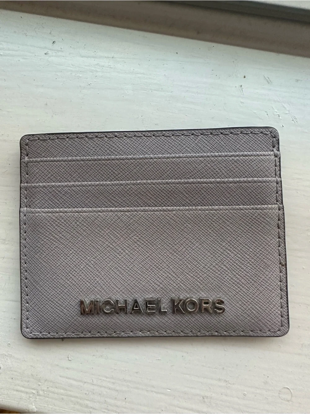 Michael Kors light purple gray Leather Card Case